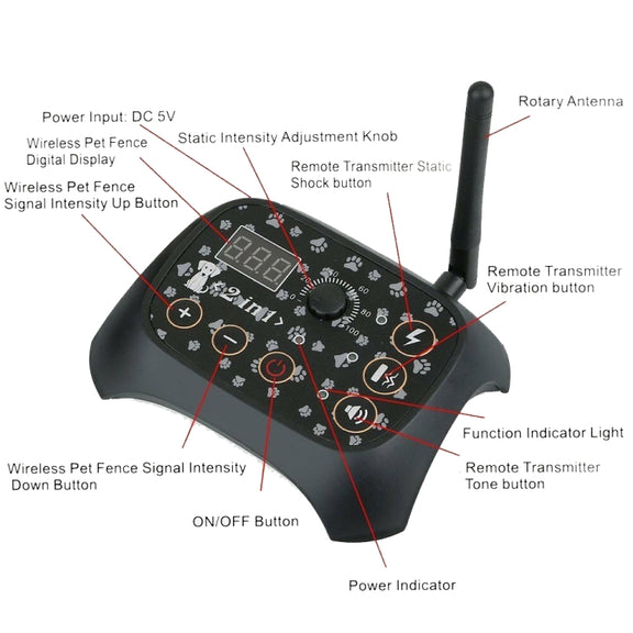 TF68 2-in-1 Dog Trainer Outdoor Electronic Wireless Fence With Collar EU Plug