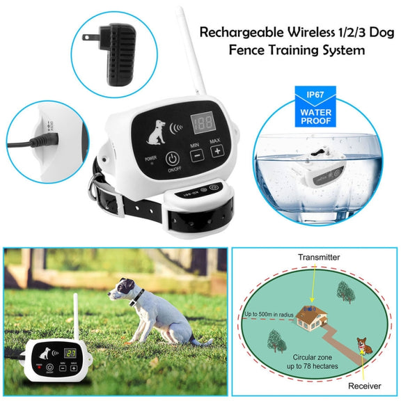 KD-661 500m Wireless Electric Dog Pet Fence Shock Collar,Spec: For Two Dog(AU Plug)