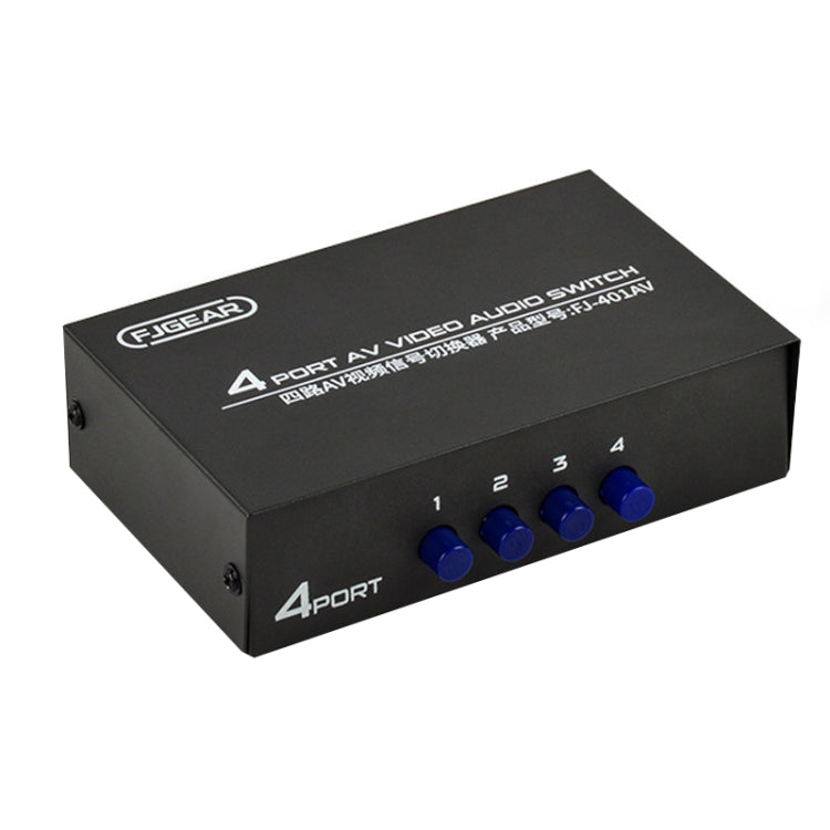 FJGEAR FJ-401AV Lotus Head Interface 4-way AV Audio and Video Switcher(Black) - free shipping - PMC Jewellery - Order now!