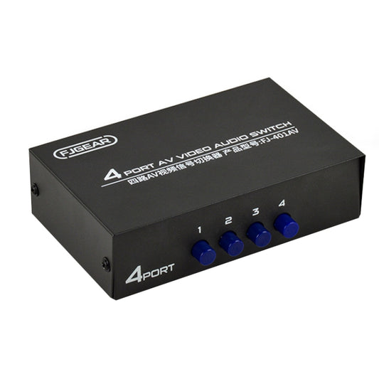 FJGEAR FJ-401AV Lotus Head Interface 4-way AV Audio and Video Switcher(Black) - free shipping - PMC Jewellery - Order now!