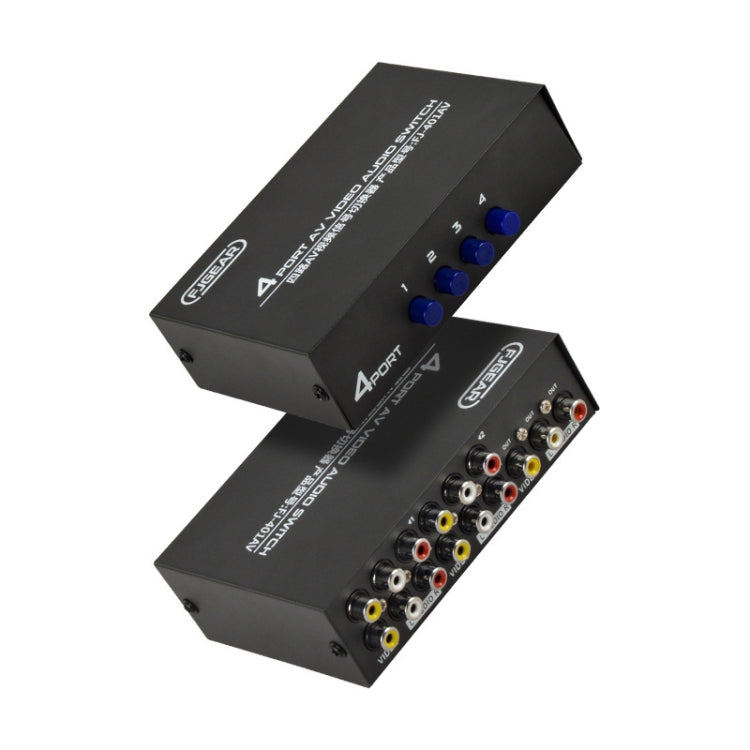 FJGEAR FJ-401AV Lotus Head Interface 4-way AV Audio and Video Switcher(Black) - free shipping - PMC Jewellery - Order now!