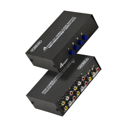 FJGEAR FJ-401AV Lotus Head Interface 4-way AV Audio and Video Switcher(Black) - free shipping - PMC Jewellery - Order now!