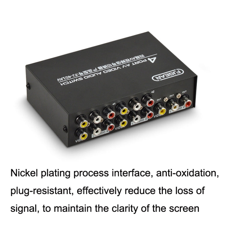 FJGEAR FJ-401AV Lotus Head Interface 4-way AV Audio and Video Switcher(Black) - free shipping - PMC TechLife - Order now!