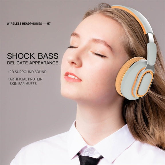 H7 Foldable Wireless Bluetooth Headset With Microphone Support TF Card, AUX(Brown-green)