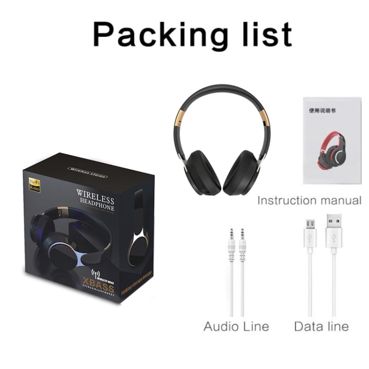 FG-07S Foldable Wireless Headset With Microphone Support AUX/TF Card(Red)