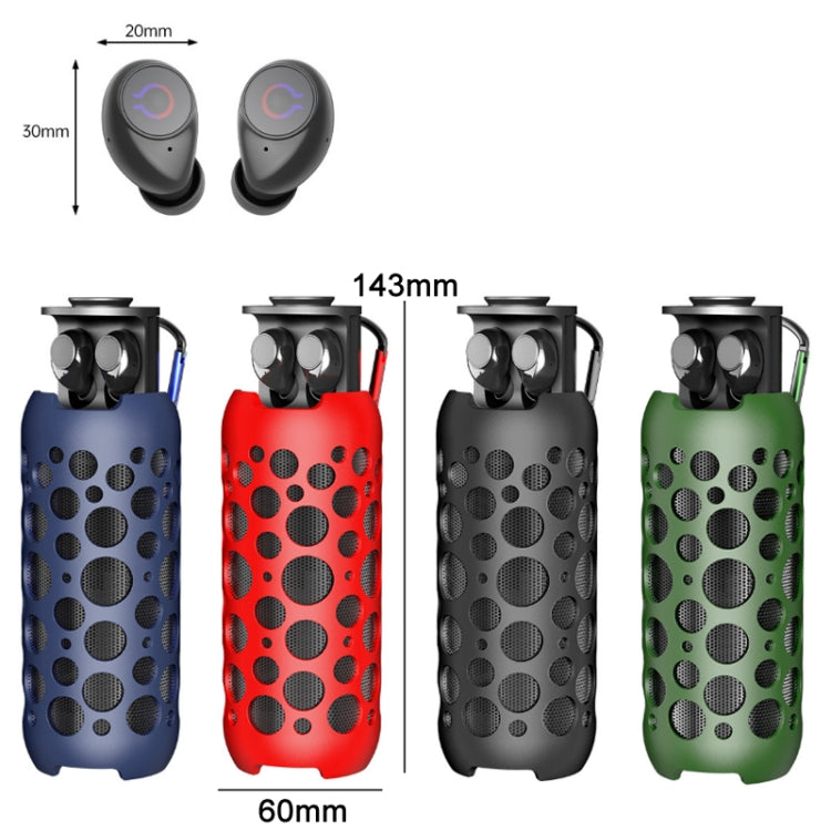 K045 2 In 1 Outdoor Mini Wireless Bluetooth Audio In-Ear Headphones(Blue)