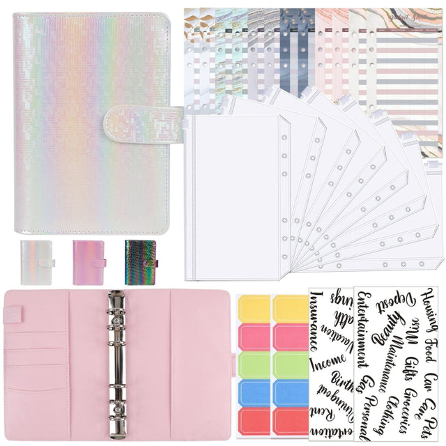 A6 Illusion Magic Square Loose-leaf PU Notebook Cash Budget Book(White)