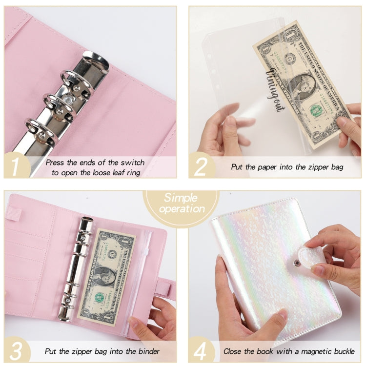 A6 Illusion Magic Square Loose-leaf PU Notebook Cash Budget Book(Purple)