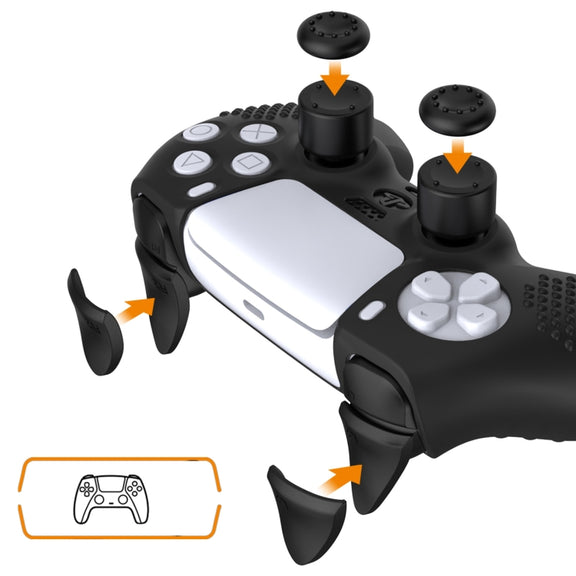 For PS5 Game Controller Joystick Cap Silicone Protective Cover Kit Dustproof Case(Black Polka Dots)
