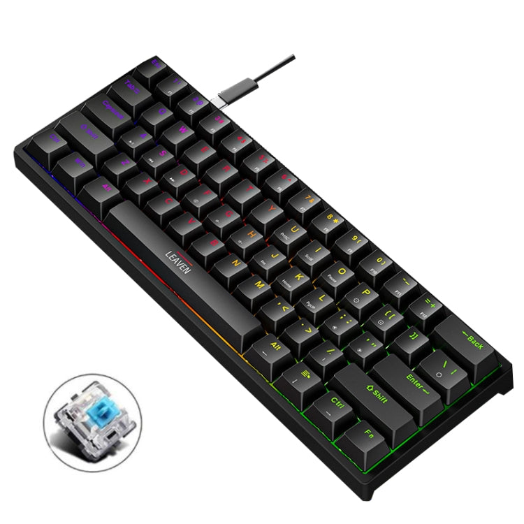 LEAVEN K620 61 Keys Hot Plug-in Glowing Game Wired Mechanical Keyboard, Cable Length: 1.8m, Color: Black Green Shaft - free shipping - PMC TechLife - Order now!