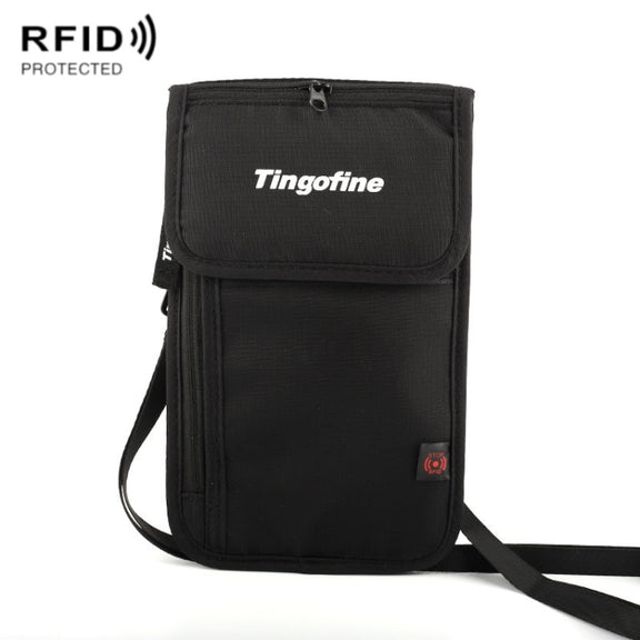 Tingofine YT5 Multifunctional Travel Passport RFID Anti-theft Document Bag Water-resistant Passport Holder(Black)