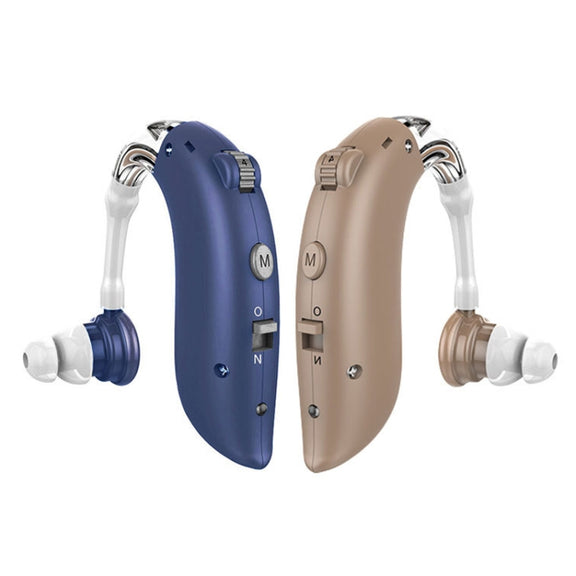 GM-105 Smart Noise Cancelling Ear-hook Rechargeable Elderly Hearing Aids, Spec: US Pulg(Blue)