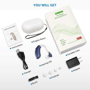 GM-105 Smart Noise Cancelling Ear-hook Rechargeable Elderly Hearing Aids, Spec: US Pulg(Blue)