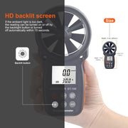 BT-100 Handheld Anemometer Wind Speed Wind Chill Temperature Measuring Instrument(Black)