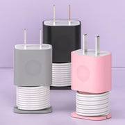 For iPhone 11/12 18W/20W Power Adapter 2pcs Protective Case Cover Data Cable Organizer(Transparent)