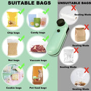 W-168 Knob Charging Sealing/Opening Machine Mini Snack Moisture Sealer(Green)