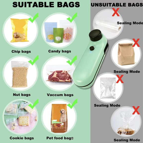 W-168 Knob Charging Sealing/Opening Machine Mini Snack Moisture Sealer(Green)