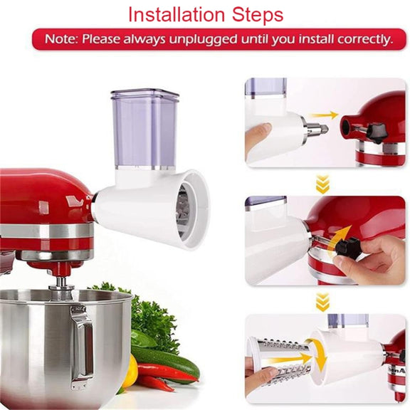 KA-08 For KitchenAid New Cutter Multi-functional Vegetable Cutter Accessories Slicer Grater(White)
