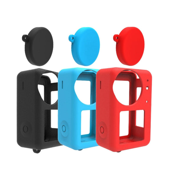 For DJI Osmo Action 3 Silicone Protective Case Lens Cap(Black)