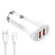 LDNIO C511Q 36W QC 3.0 Phone Fast Charger Dual-USB Ports Smart Car Charger with 8 Pin Cable - free shipping - PMC TechLife - Order now!