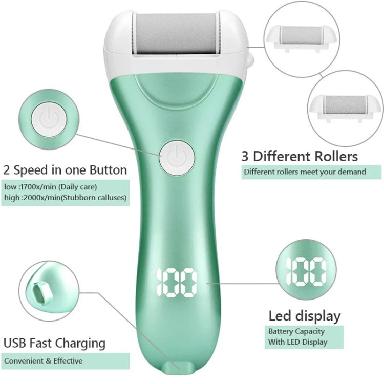 Electric Foot Grinder Digital Display USB Pedicure Peeling(Green) - free shipping - PMC TechLife - Order now!