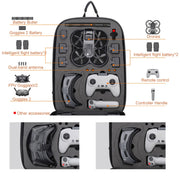For DJI AVATA  Storage Bag Hard Shell Water-resistant Shoulder Bag Backpack(Brushed Gray)