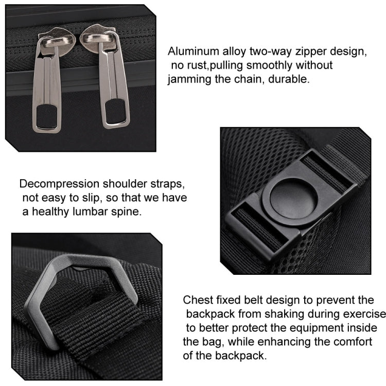 For DJI AVATA  Storage Bag Hard Shell Water-resistant Shoulder Bag Backpack(Brushed Gray)