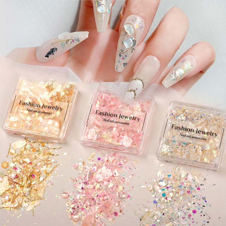 3 Boxes Nail Decorations Shell Sequins Nail Jewelry(02 Peach Pink)