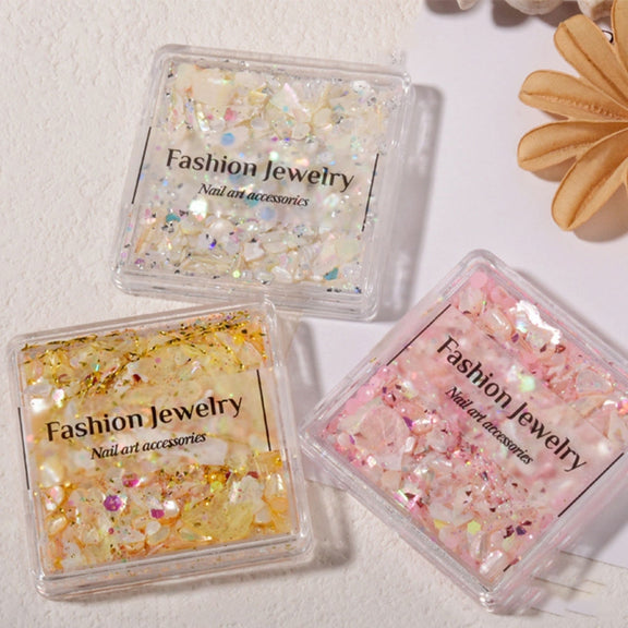 3 Boxes Nail Decorations Shell Sequins Nail Jewelry(02 Peach Pink)