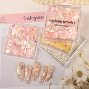 3 Boxes Nail Decorations Shell Sequins Nail Jewelry(02 Peach Pink)