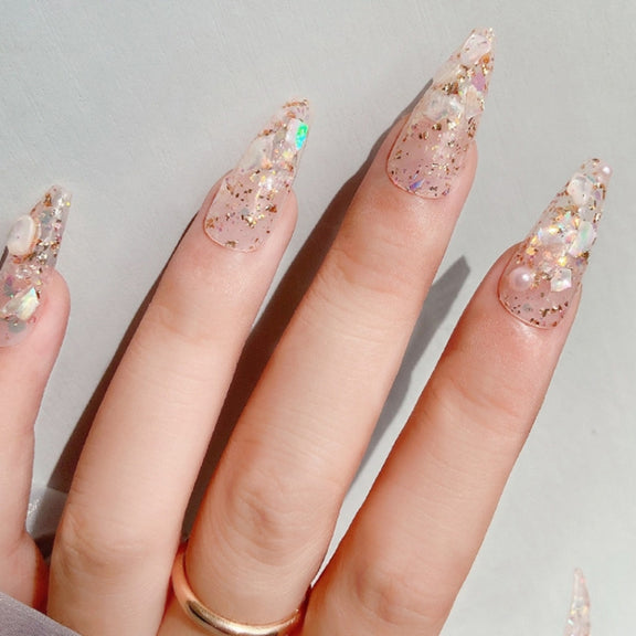 3 Boxes Nail Decorations Shell Sequins Nail Jewelry(02 Peach Pink)