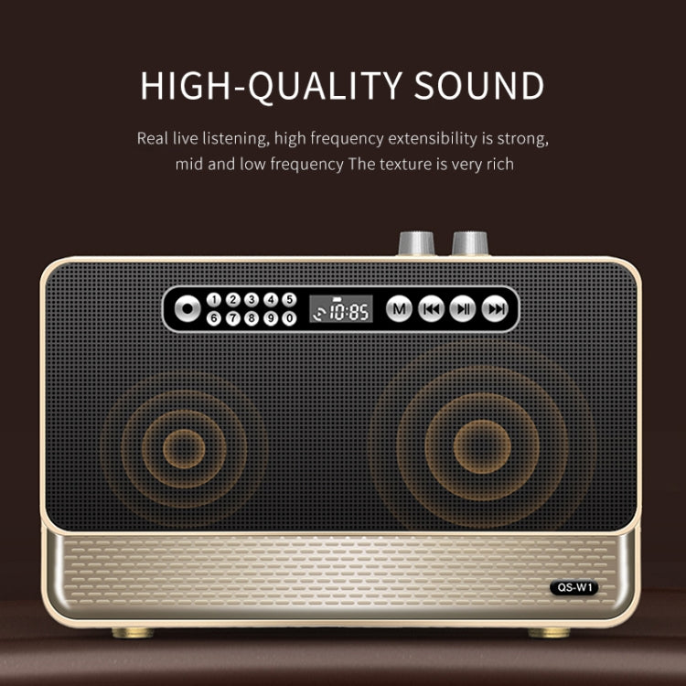 W1 Wooden HIFI Sound Effect Desktop Wireless Bluetooth Speaker(Gold)