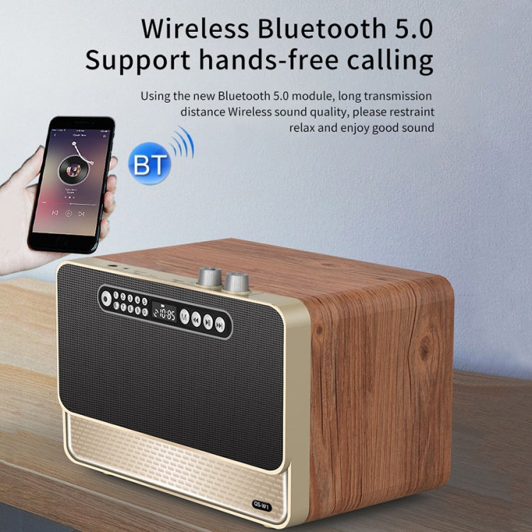 W1 Wooden HIFI Sound Effect Desktop Wireless Bluetooth Speaker(Gold)