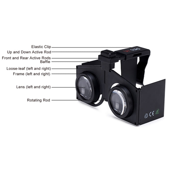 Vr fold V1 Panoramic View Convenient Folding VR Glasses(Black)