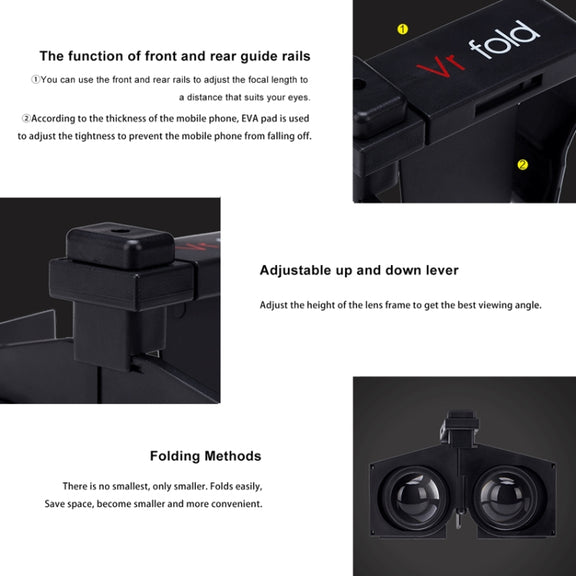 Vr fold V1 Panoramic View Convenient Folding VR Glasses(Black)