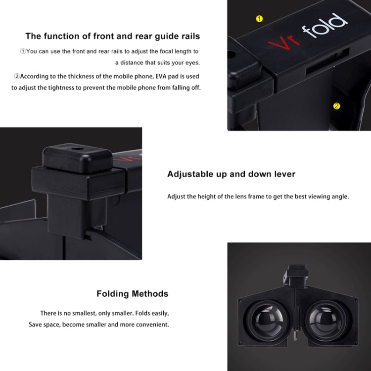 Vr fold V1 Panoramic View Convenient Folding VR Glasses(Black)