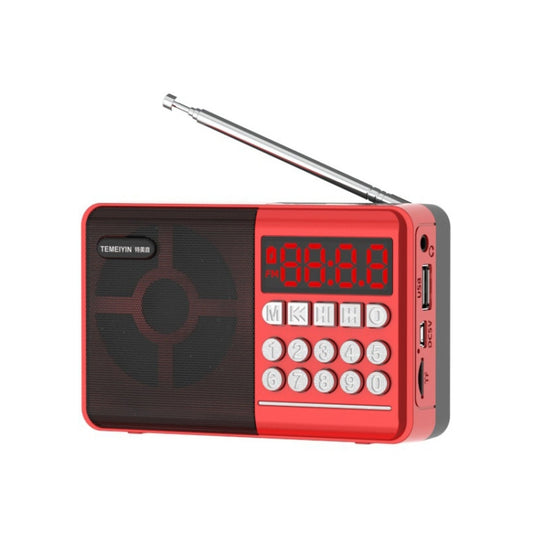 TEMEIYIN LED Digital Display Card Bluetooth Radio Speaker Morning Exercise Portable Player, Color: Red - Desktop Speaker by TEMEIYIN | Online Shopping South Africa | PMC Jewellery | Buy Now Pay Later Mobicred