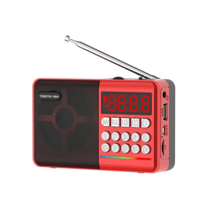 TEMEIYIN LED Digital Display Card Bluetooth Radio Speaker Morning Exercise Portable Player, Color: Red with Light - free shipping - PMC Jewellery - Order now!