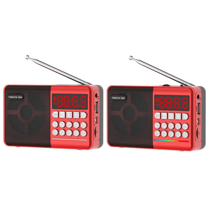 TEMEIYIN LED Digital Display Card Bluetooth Radio Speaker Morning Exercise Portable Player, Color: Red with Light - free shipping - PMC Jewellery - Order now!