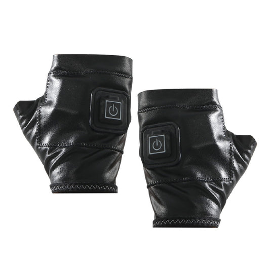 1 Pair Adjustable Temperature Rechargeable Intelligent Electric Heating Gloves Half Finger Gloves, Size: M(Black) - free shipping - PMC Jewellery - Order now!