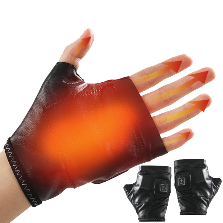 1 Pair Adjustable Temperature Rechargeable Intelligent Electric Heating Gloves Half Finger Gloves, Size: M(Black) - free shipping - PMC Jewellery - Order now!
