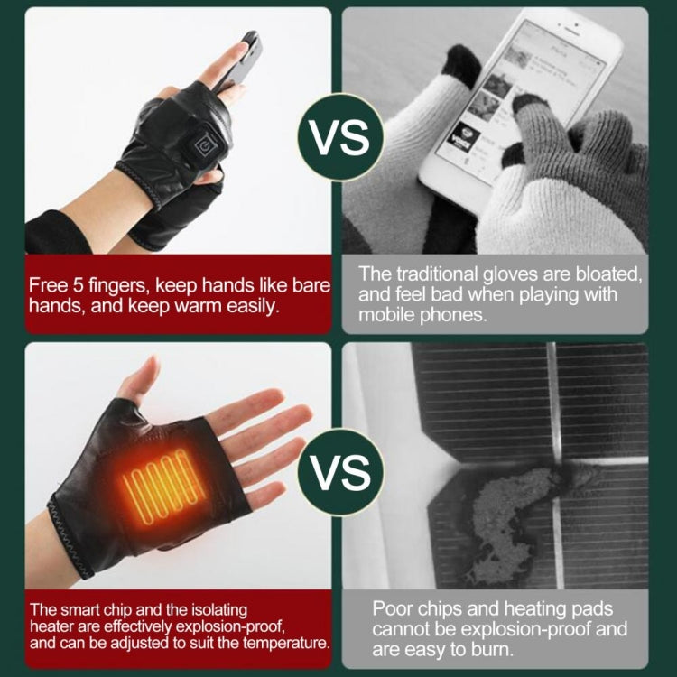 1 Pair Adjustable Temperature Rechargeable Intelligent Electric Heating Gloves Half Finger Gloves, Size: M(Black) - free shipping - PMC Jewellery - Order now!