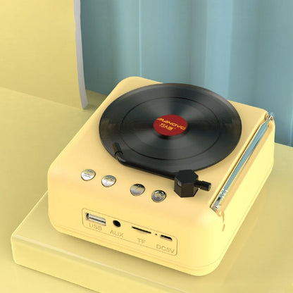 Manovo H3 Macaron Vinyl Record Player Bluetooth Speaker Retro Radio Stereo(Yellow) - free shipping - PMC Jewellery - Order now!