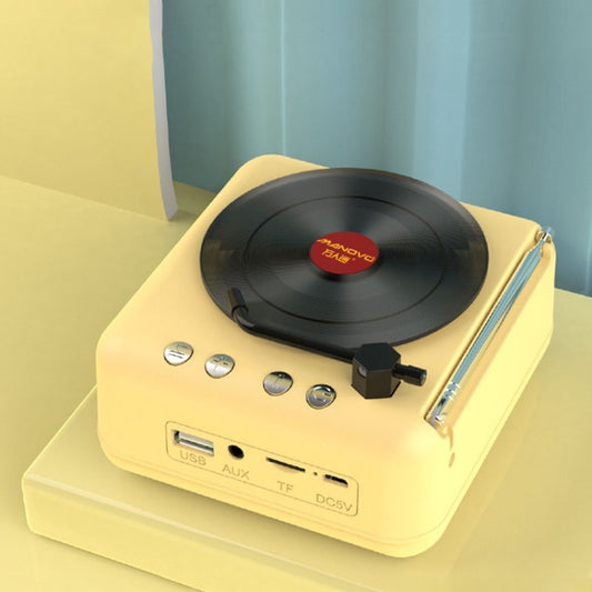 Manovo H3 Macaron Vinyl Record Player Bluetooth Speaker Retro Radio Stereo(Yellow) - free shipping - PMC Jewellery - Order now!