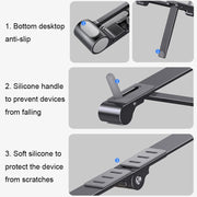 X23 3 In 1 Portable Storage Foldable Aluminum Phone Tablet Stand(Grey)