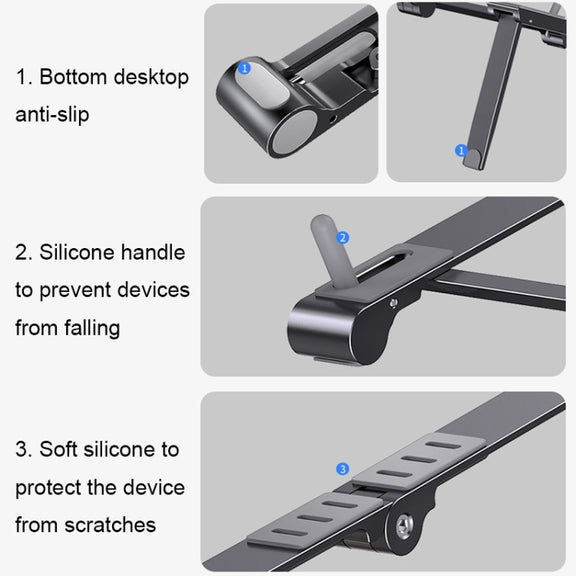 X23 3 In 1 Portable Storage Foldable Aluminum Phone Tablet Stand(Grey)