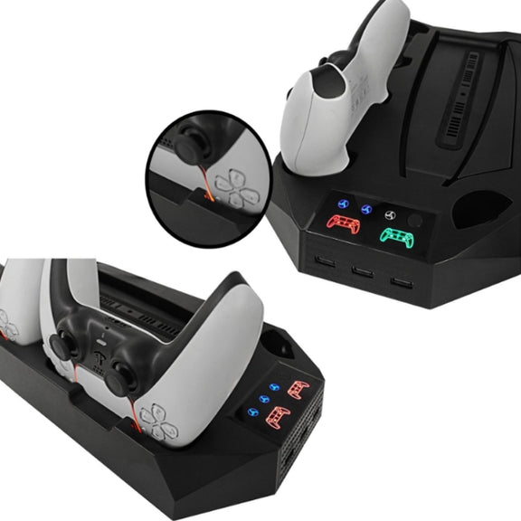 For PS5 DE/UHD 2 In 1 Handheld Console Cooling Stand Fan Base(Black)