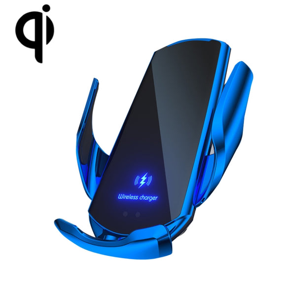 Q3 Infrared Induction Magnetic Car Wireless Charging Phone Bracket with Micro USB + 8 Pin + Type-C / USB-C Magnetic Connector(Blue)