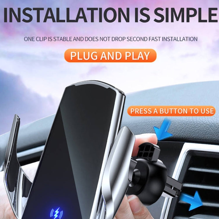 Q3 Infrared Induction Magnetic Car Wireless Charging Phone Bracket with Micro USB + 8 Pin + Type-C / USB-C Magnetic Connector(Black)