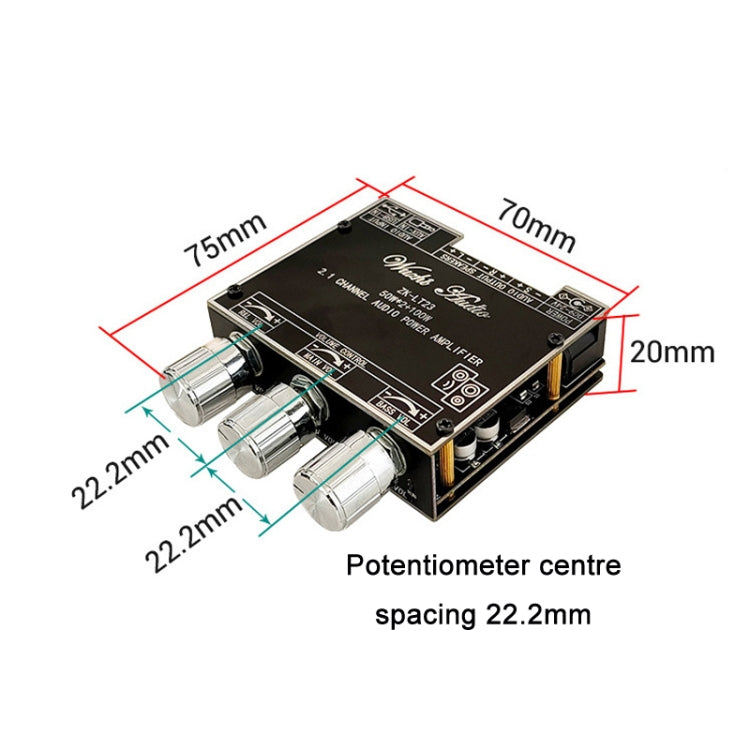 LT23 50W+100W 2.1 Channel TWS Bluetooth Audio Receiver Amplifier Module With Subwoofer - Breadboard / Amplifier Board by PMC TechLife | Online Shopping South Africa | PMC TechLife